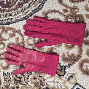 Vintage Red Gloves Stretchy Fall Autumn Faux Leather 80s 90s Retro 1990 1980